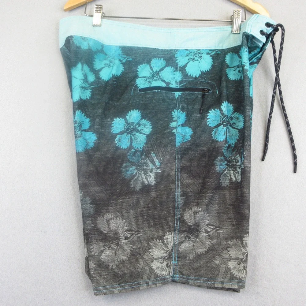 Reef‎ Boardshorts Mens 36 Blue Grey Floral Tropical Surf Swim